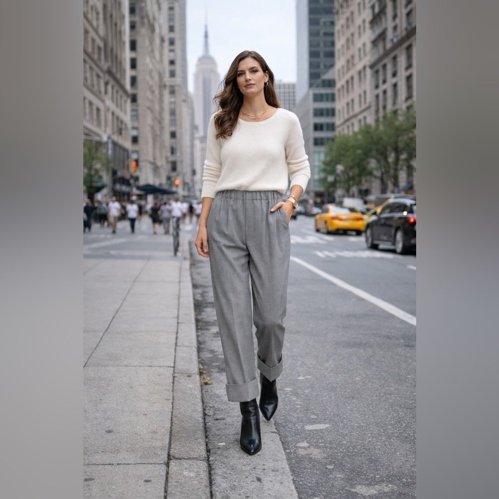 Zara Women's Elegant Gray Trousers. Size L